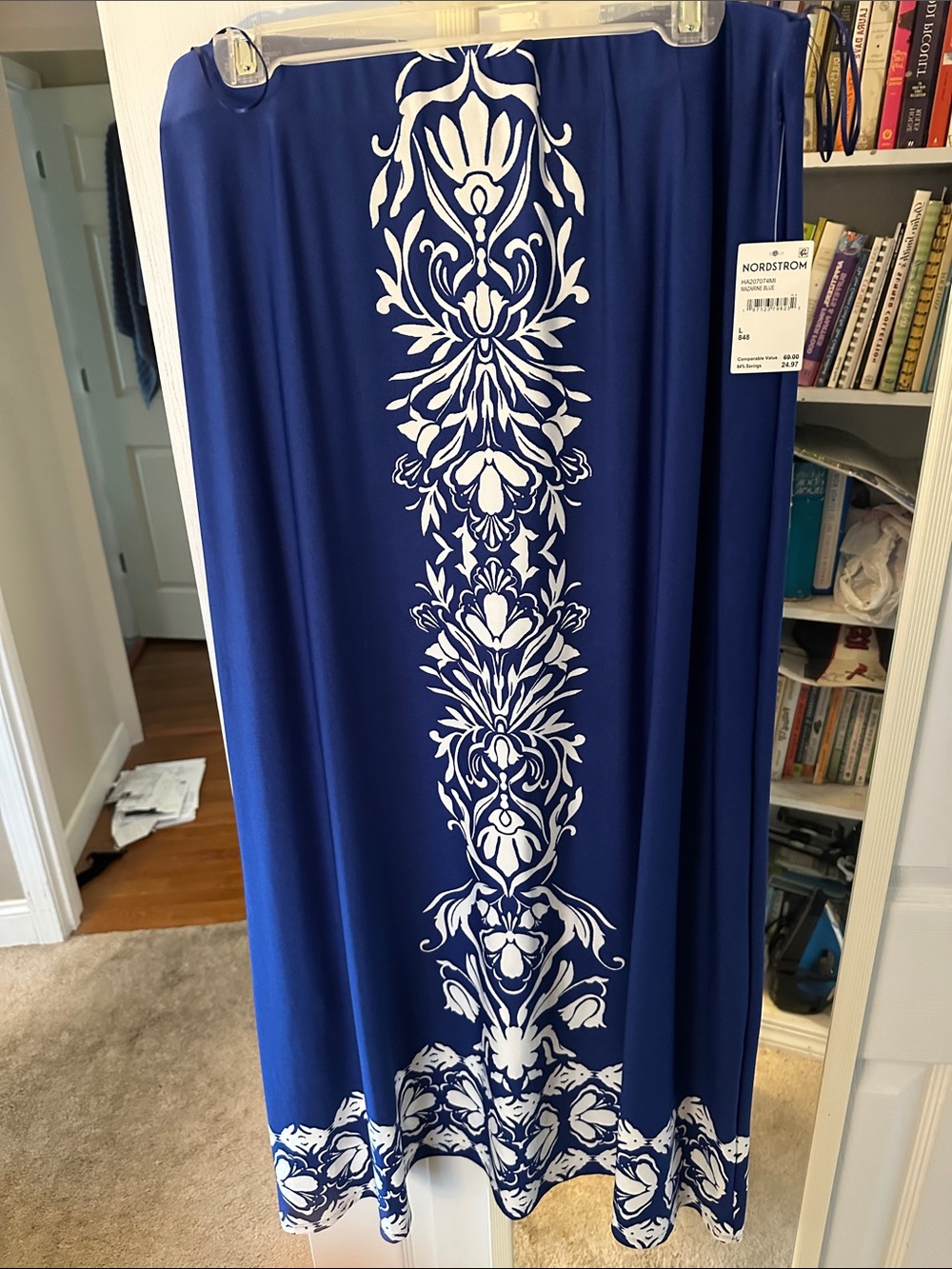 Halogen Royal Blue Maxi Skirt with White Center Medallion